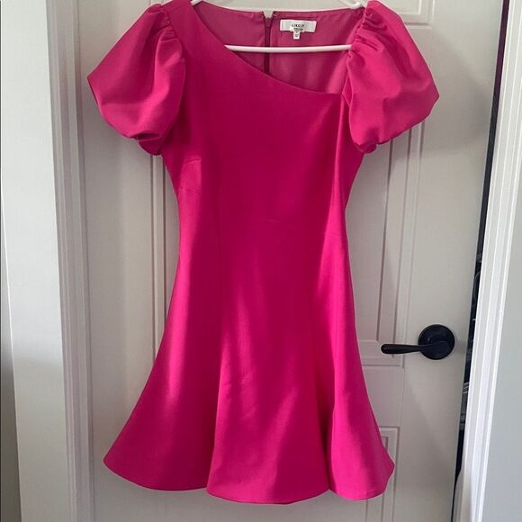 Likely Fuchsia Mini Dress with Puff Sleeves - Picture 1 of 5